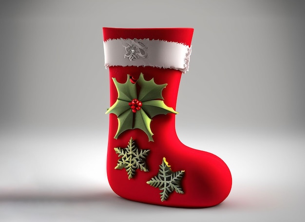 3d Christmas stocking on white background