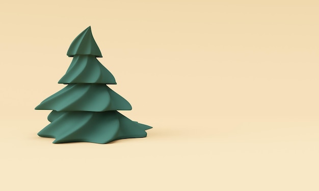 3D Christmas tree Cartoon christmas background Rendering of Christmas trees on a bright background