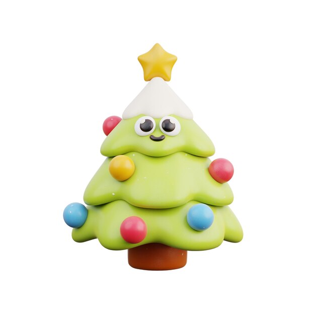 3D Christmas tree Merry Christmas and Happy New Year 3d rendering