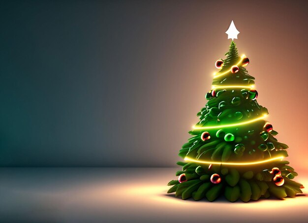 3d Christmas tree with lights