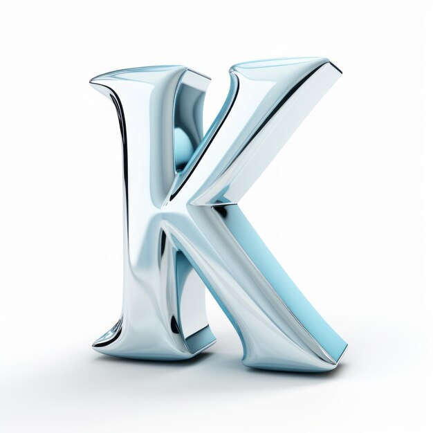 3d Chrome Letter K illustratie op witte achtergrond