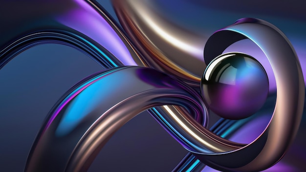 3D Chrome Waves Background