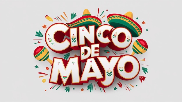 3d CINCO DE MAYO text isolated on white background