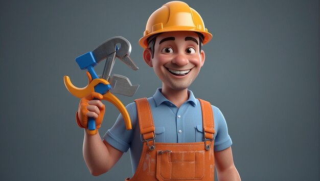 A 3D Cinema 4D illustration of a construction worker