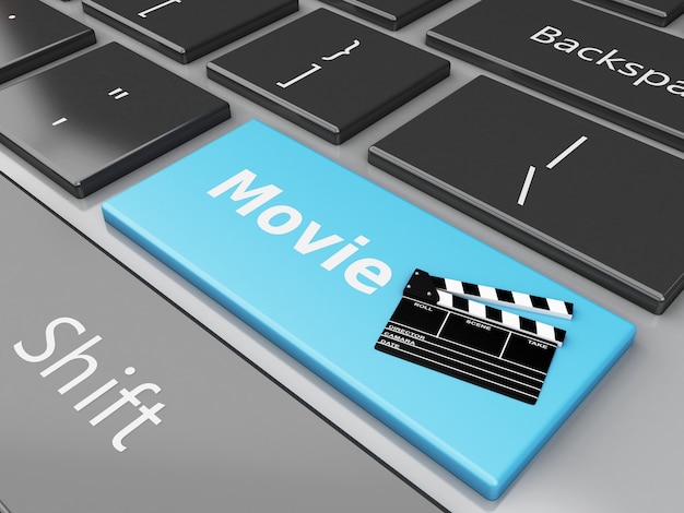 Foto bordo di valvola del cinema 3d sulla tastiera di computer.