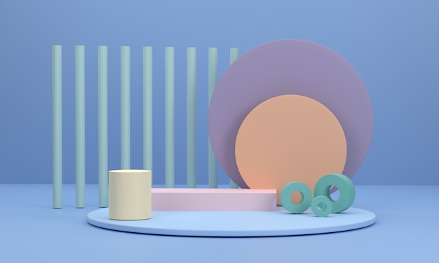 3D circle podium scene with a circular pedestal as a background and round pillars