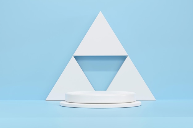 3D Circle podium and triangular backdrop