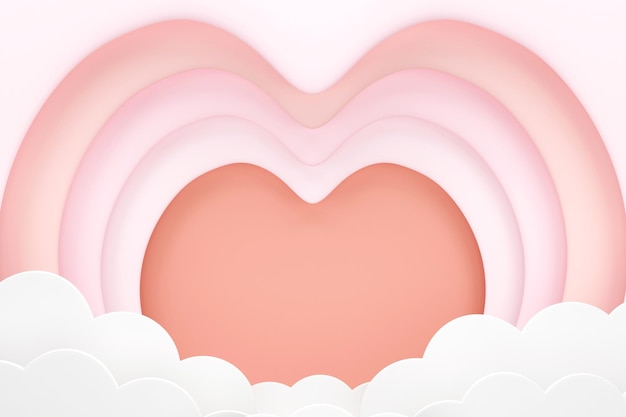3D. cirkel het hart frame omringt het in roze kleurtinten en cloud.
