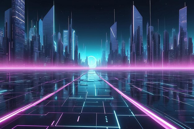 3D city of cyberspace metaverse digital landscape of futuristic background concept 3d illustration rendering