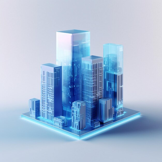 3d cityscape chic icon on white background