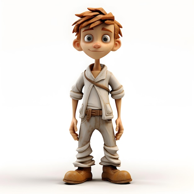 Photo 3d clay boy cartoon or game character rendering on isolated white background