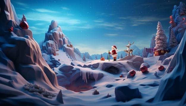 3d claymation north pole christmas scene