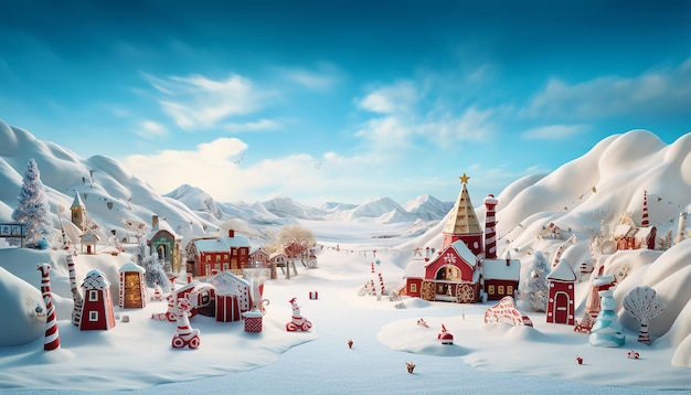 3d claymation North pole christmas scene