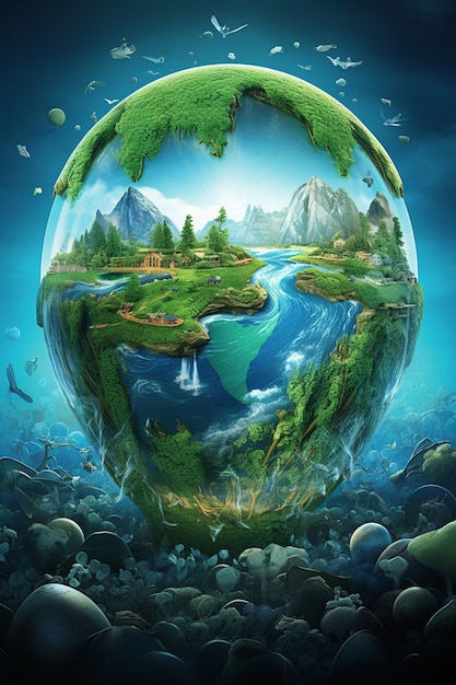 3D clean water recycle poster