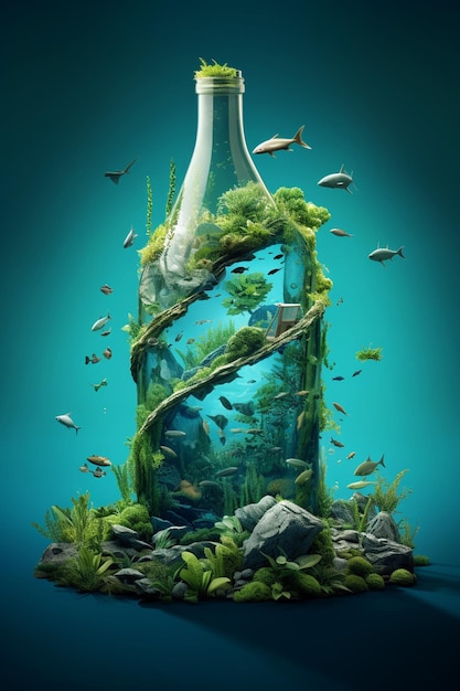 3D clean water recycle poster