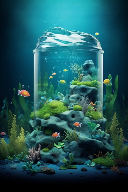 3D плакат о переработке чистой воды