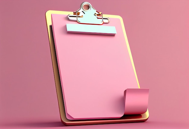 3D clipboard on pink background AI Generated