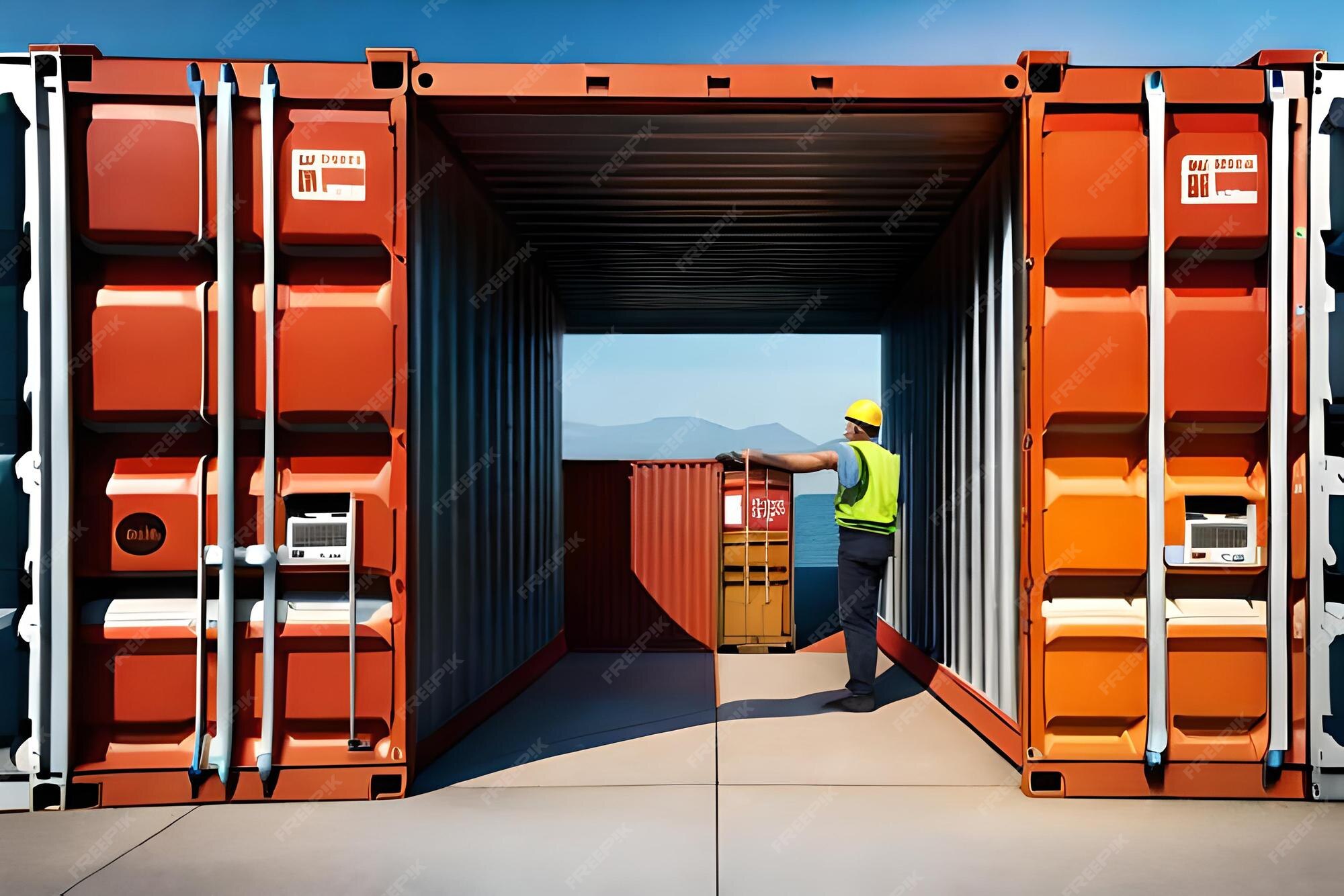 Premium AI Image | 3d close up forklift lifting container Creative