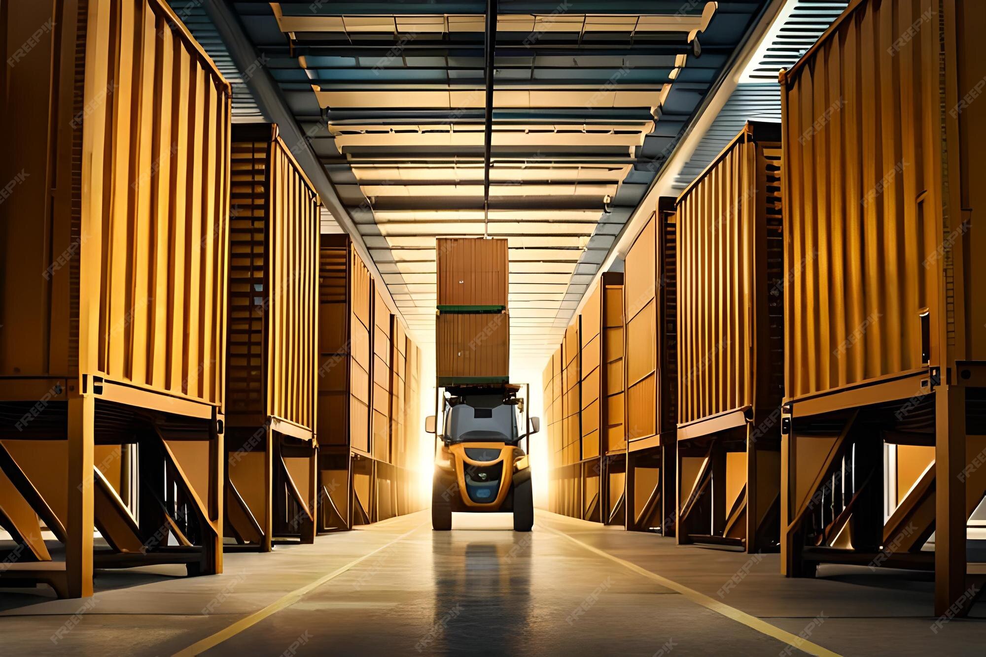 Premium AI Image | 3d close up forklift lifting container Creative