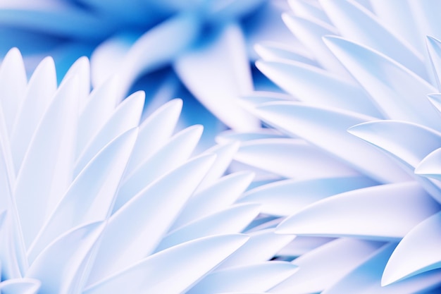 3D close-up illustratie van delicate blauwe pioen of chrysant bloem bloeien