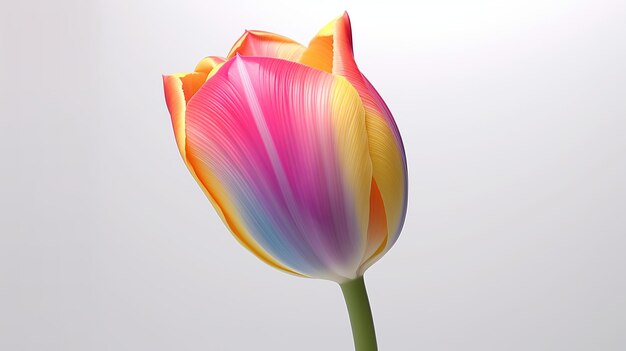 3d closeup beautiful tulip pixar simple white background Generative ai