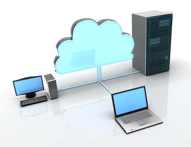 3d Cloud computing-concept op witte achtergrond