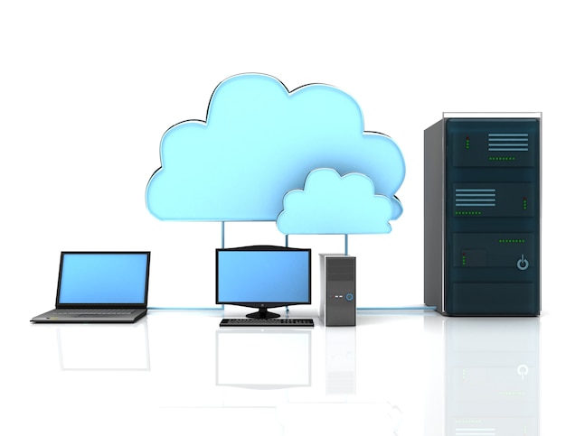 3d Cloud computing concept on white background