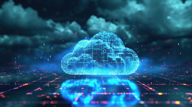 3D Cloud Computing Digital Information Data Center Technology фон