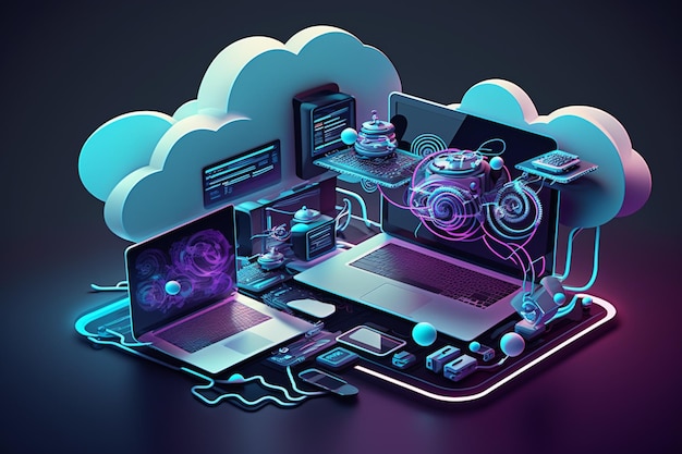 3D Cloud Computing Hosting Technology with Electronic Devices