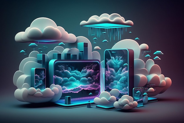 3D Cloud Computing Hosting Technology with Electronic Devices