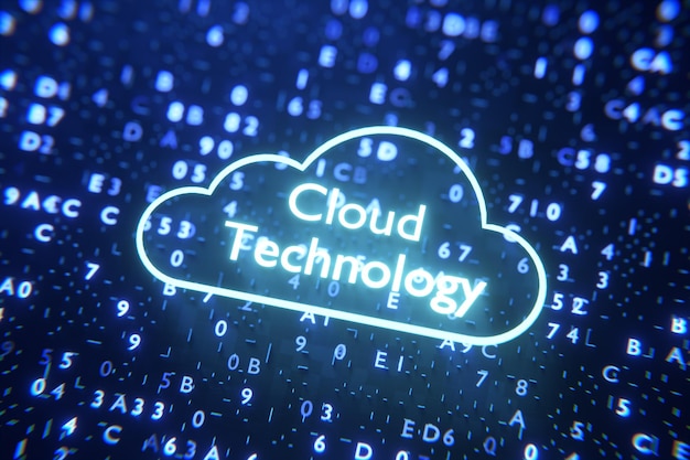 Gestione del servizio di cloud computing 3d rendering 3d di sfondo tecnologia cloud digitale