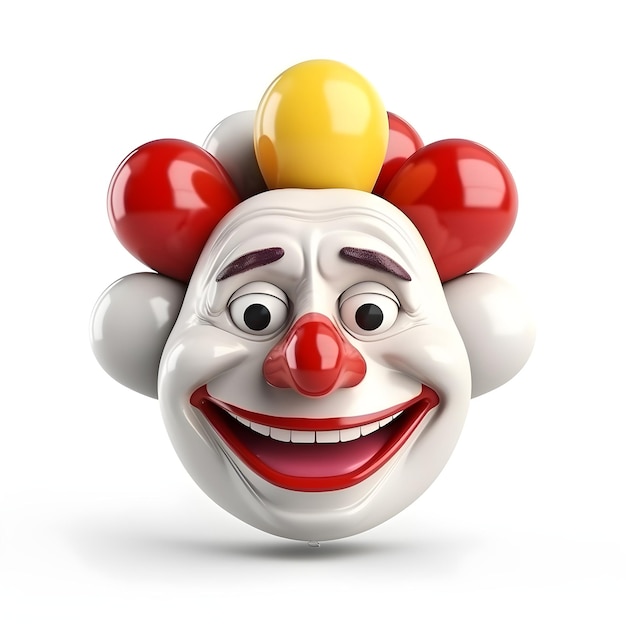 3d clown emotion face isolated on white background