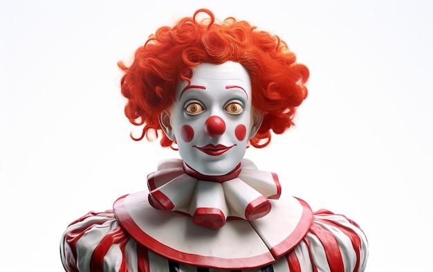 3D Clown with Red Hair in a Playful Pose