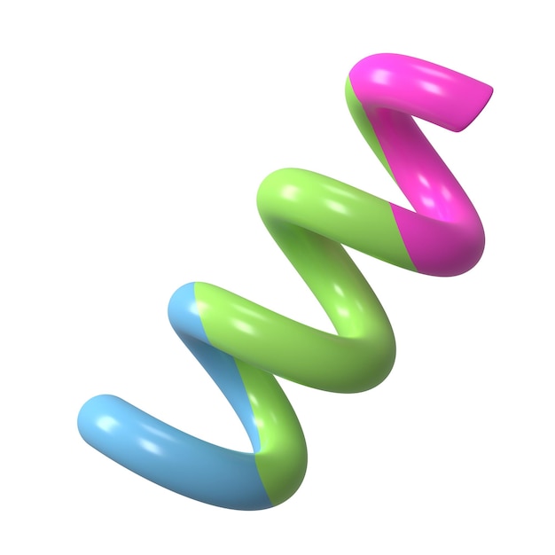 3D coil spring png sticker colorful shape transparent background
