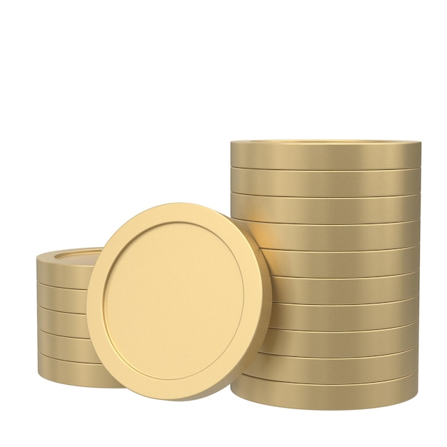 3D coin Golden coin Coin stack 3D illustration