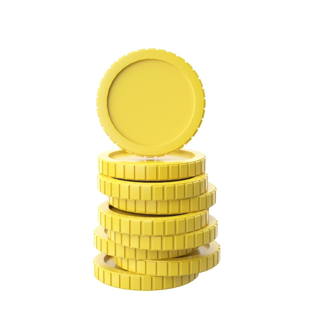 3D coins stack 3D illustration