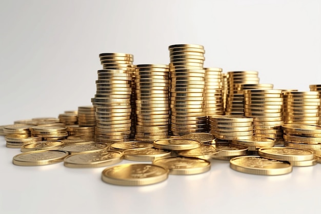 3D coins stacks economics education concept growth investment success finance business
