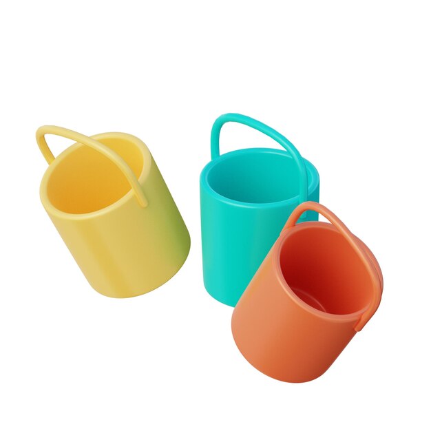 3D Color Bucket Illustration