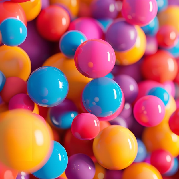 3D цветные шары фон Ai генерирующий