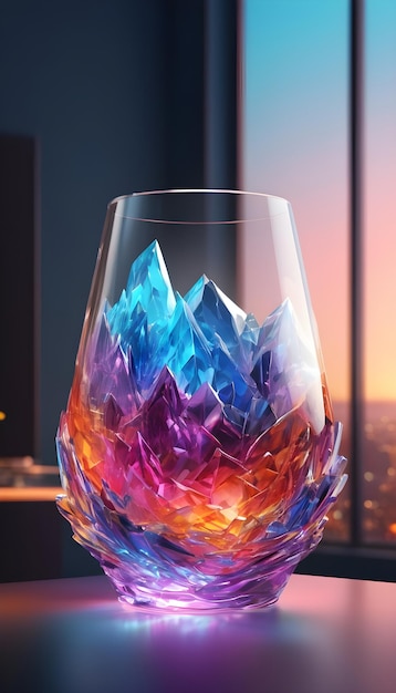 3d colored glass wave