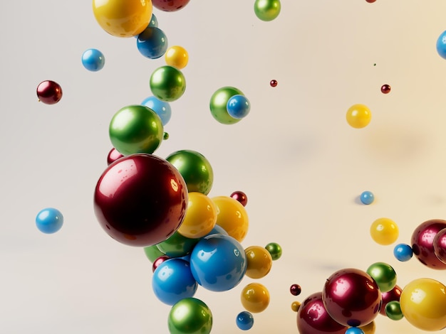 3d colored glossy balls colorful background simple geometric shapes background.
