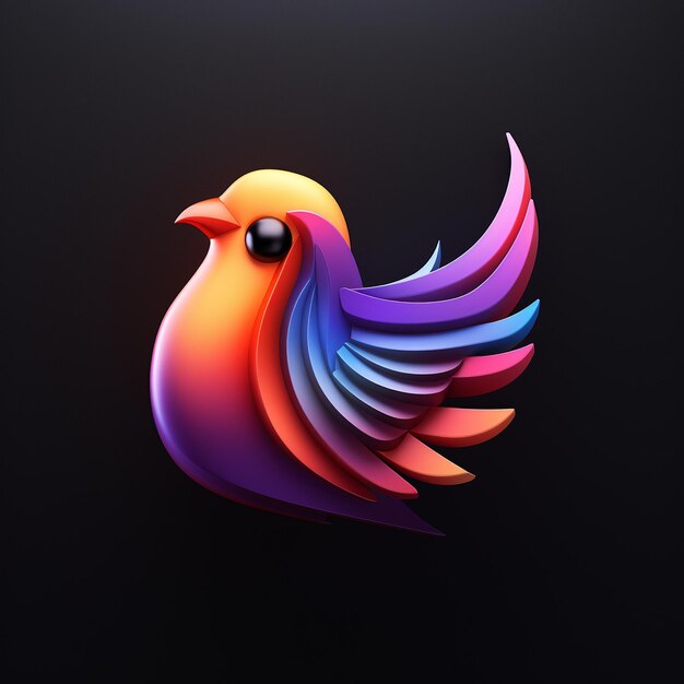 a 3d colorful bird logo