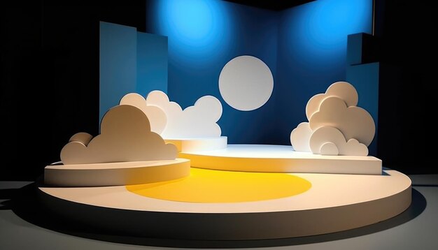 3d colorful cloud and podium Generative AI