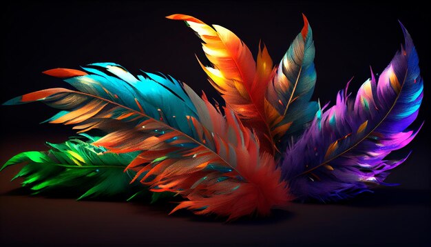 3d colorful feathers for carnival composition Generative AI