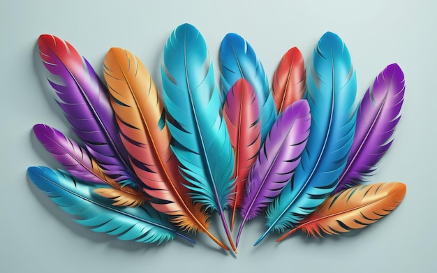 3d colorful feathers for carnival composition