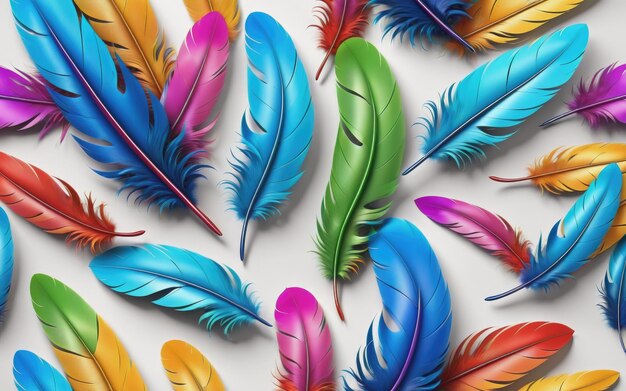 3d colorful feathers for carnival composition