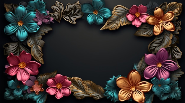 3D colorful flowers cute frames