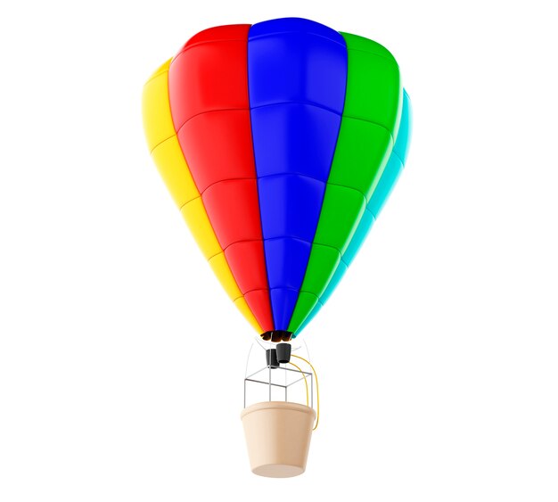 3d Colorful hot air ballon. Isolated white background.