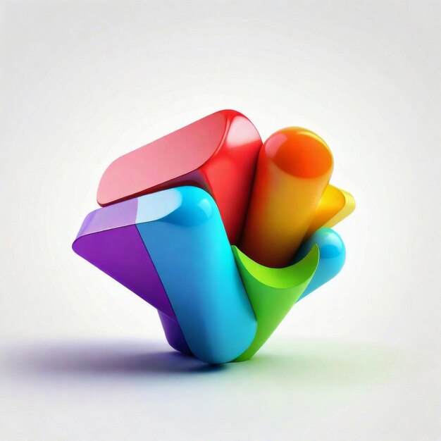 Photo 3d colorful isolated shape with white background