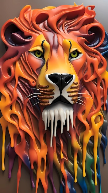 3d colorful lion head illustration